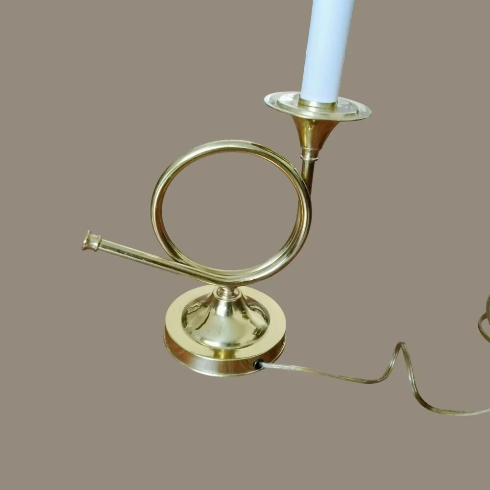 Vintage French Horn Brass Table Lamp 25
